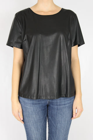 FAUX LEATHER BOXY TEE