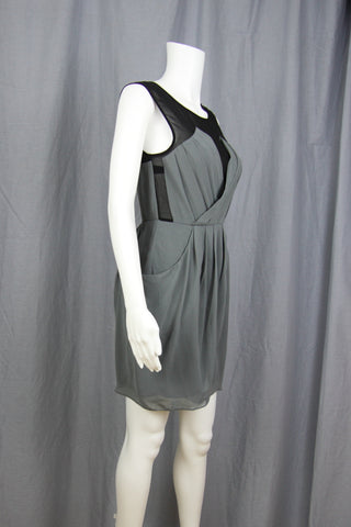PLEATED SURPLICE DRESS WITH POCKETS