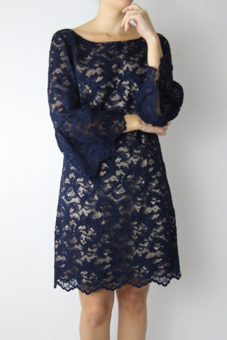 LACE DRESS WITH RUFFLE SLEEVE