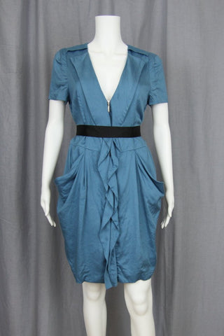 DRESS WITH ZIPPERED RUFFLE FRONT