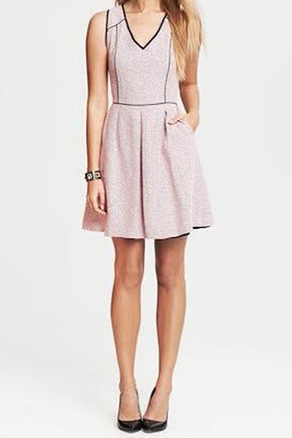 TWEED PIPED FIT AND FLARE DRESS