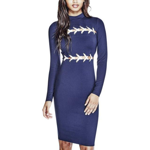 LONG SLEEVE BODYCON WITH LACE UP BODICE